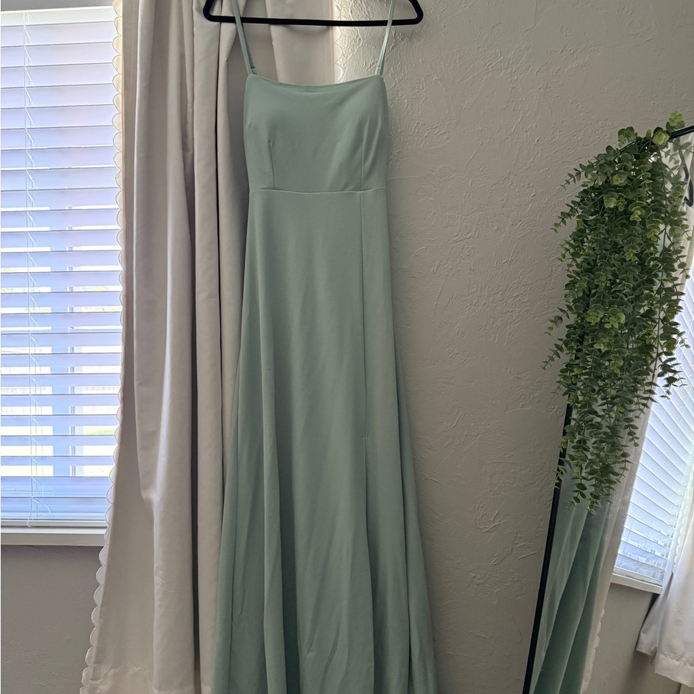 Elegant Sage Green Spaghetti Strap Dress
